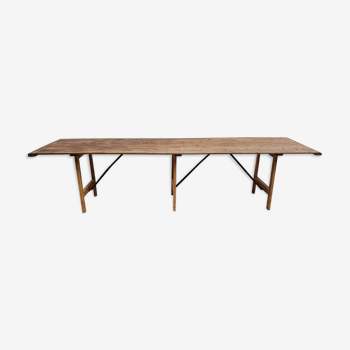 Table champêtre pliante patine foncée