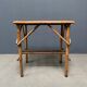 Bamboo side table with mirror top from France, 1940s