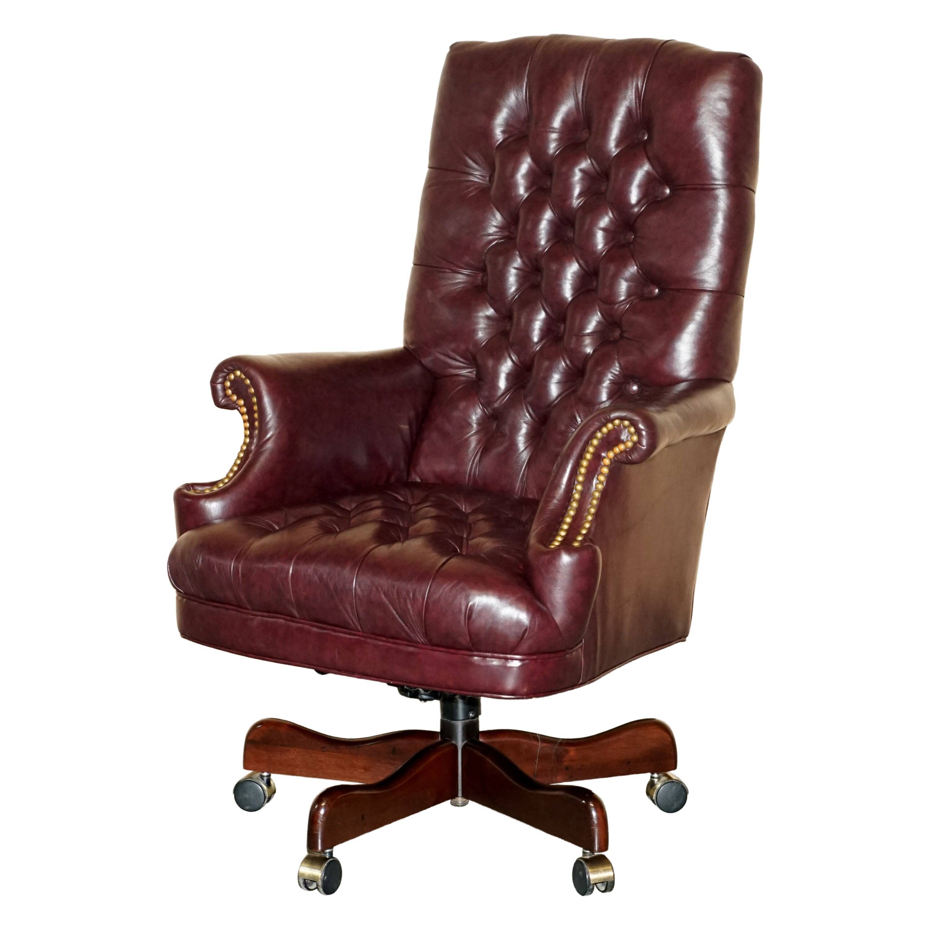 Vintage Chesterfield office chair with high back in Heritage leather.