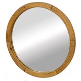 Vintage 70s round pine mirror Swedish design