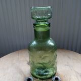 Green carafe blown glass, texture, vintage 1970s