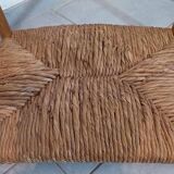 Hocker / Puff Stroh & Holz années 1960