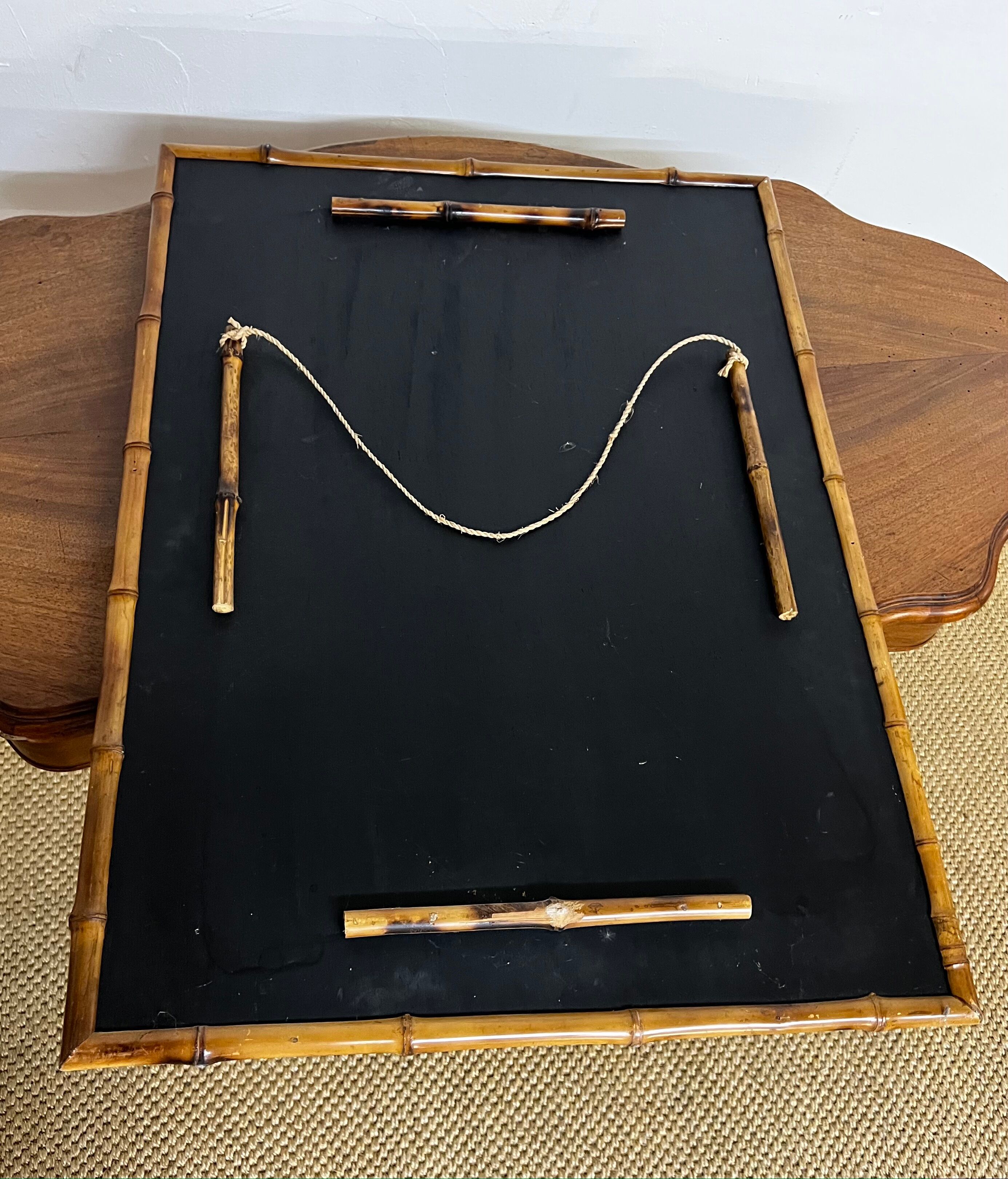 Rectangular rattan mirror