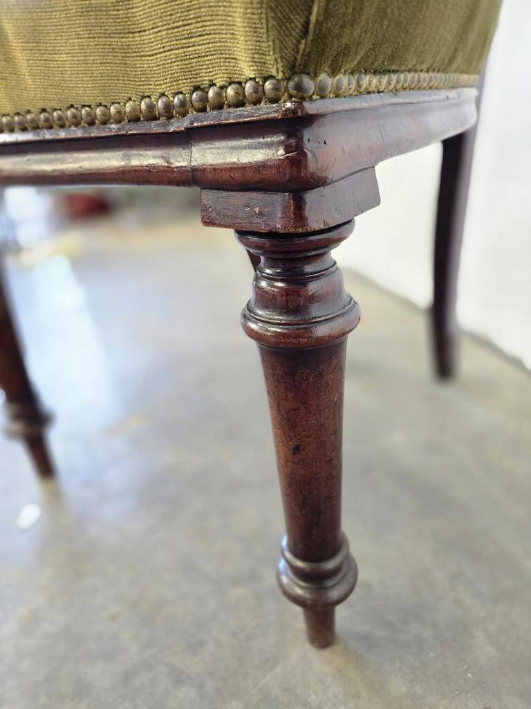 Set of 2 Victorian Balloon Back Chairs with Green Seats