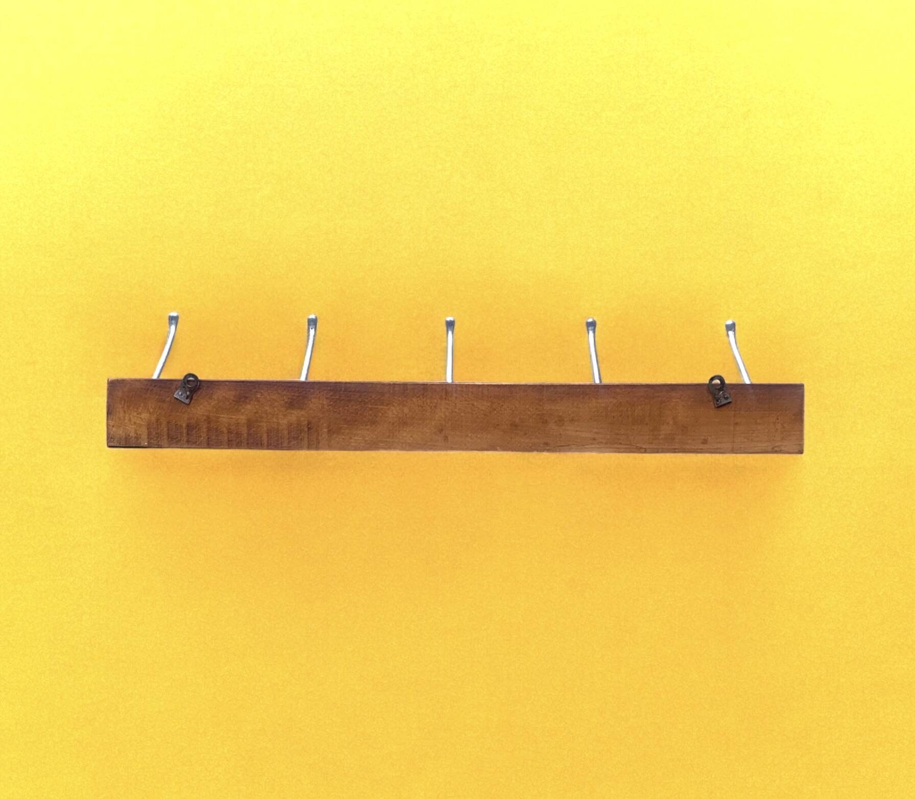 Vintage wooden wall coat rack - 5 hooks