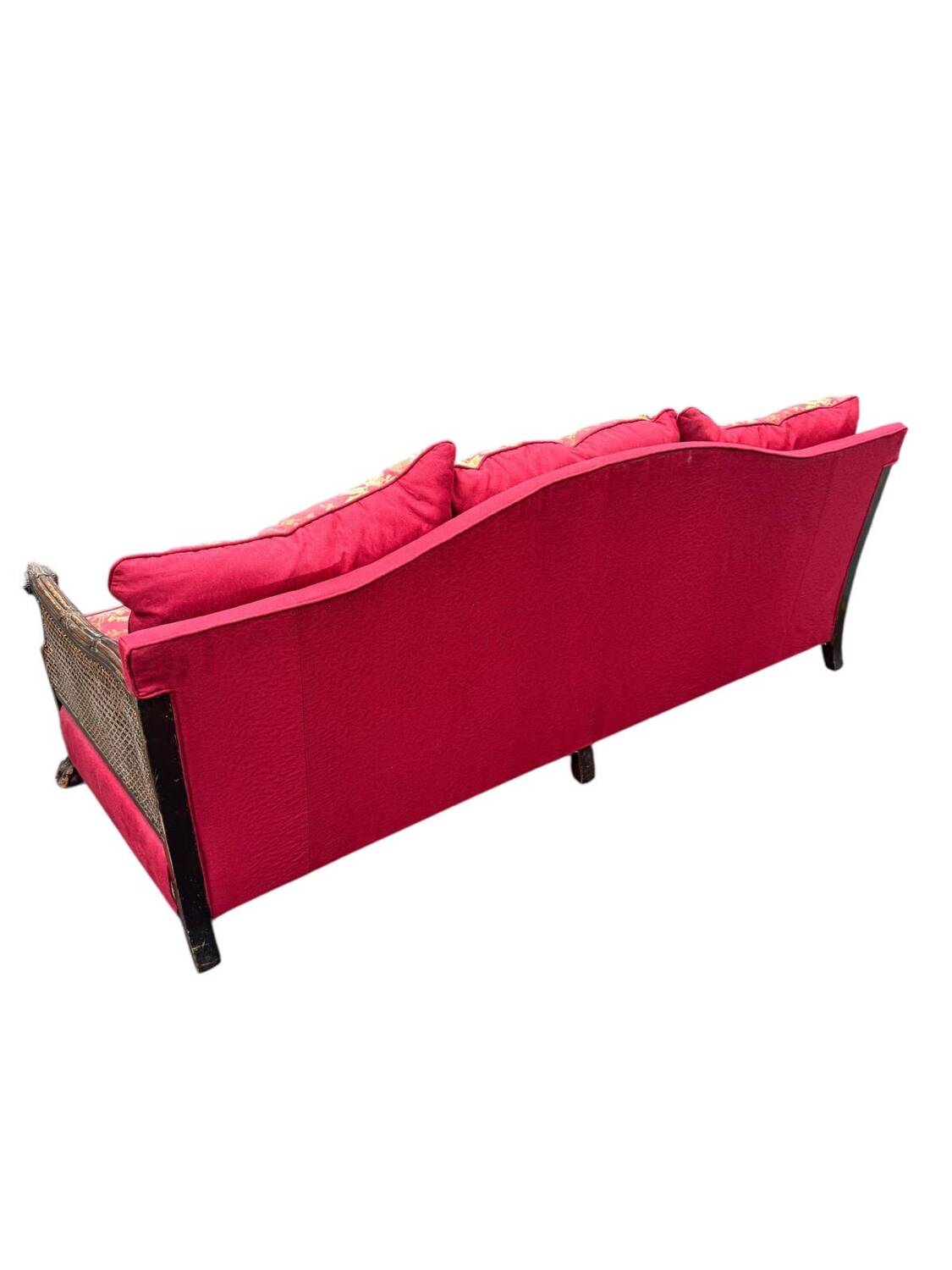 Empire-style bergère bench, carved wood and cane sofa, circa 1900