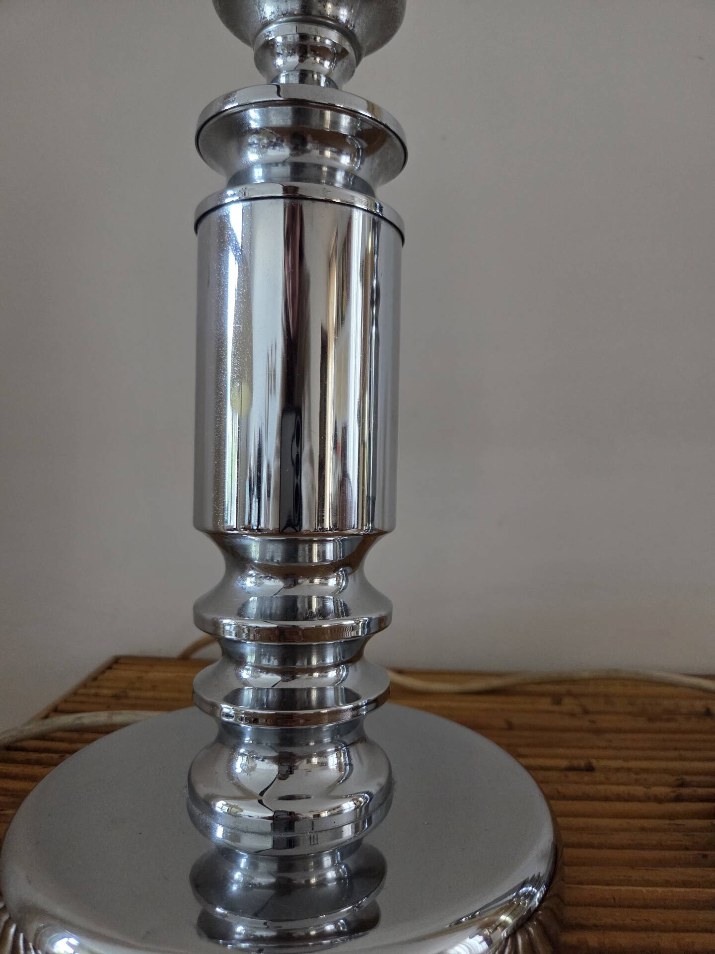 Pair of vintage chrome lamp bases