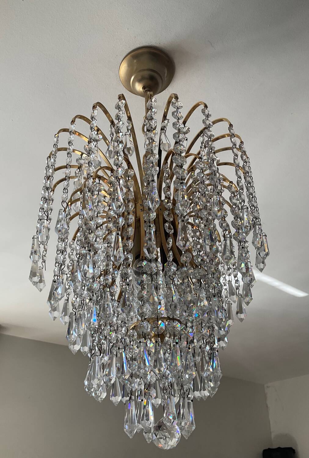 70s crystal tassel cascade chandelier