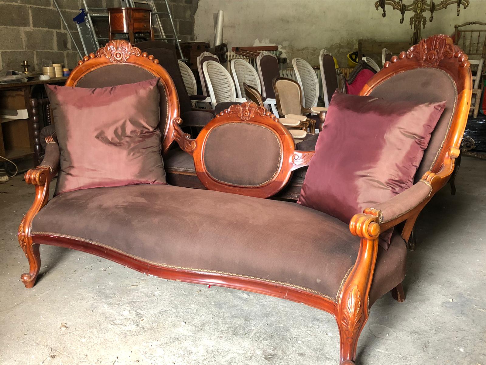 Tinted wooden sofa and fabric