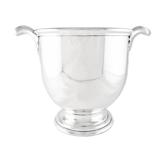 Silver metal champagne bucket with shell handles