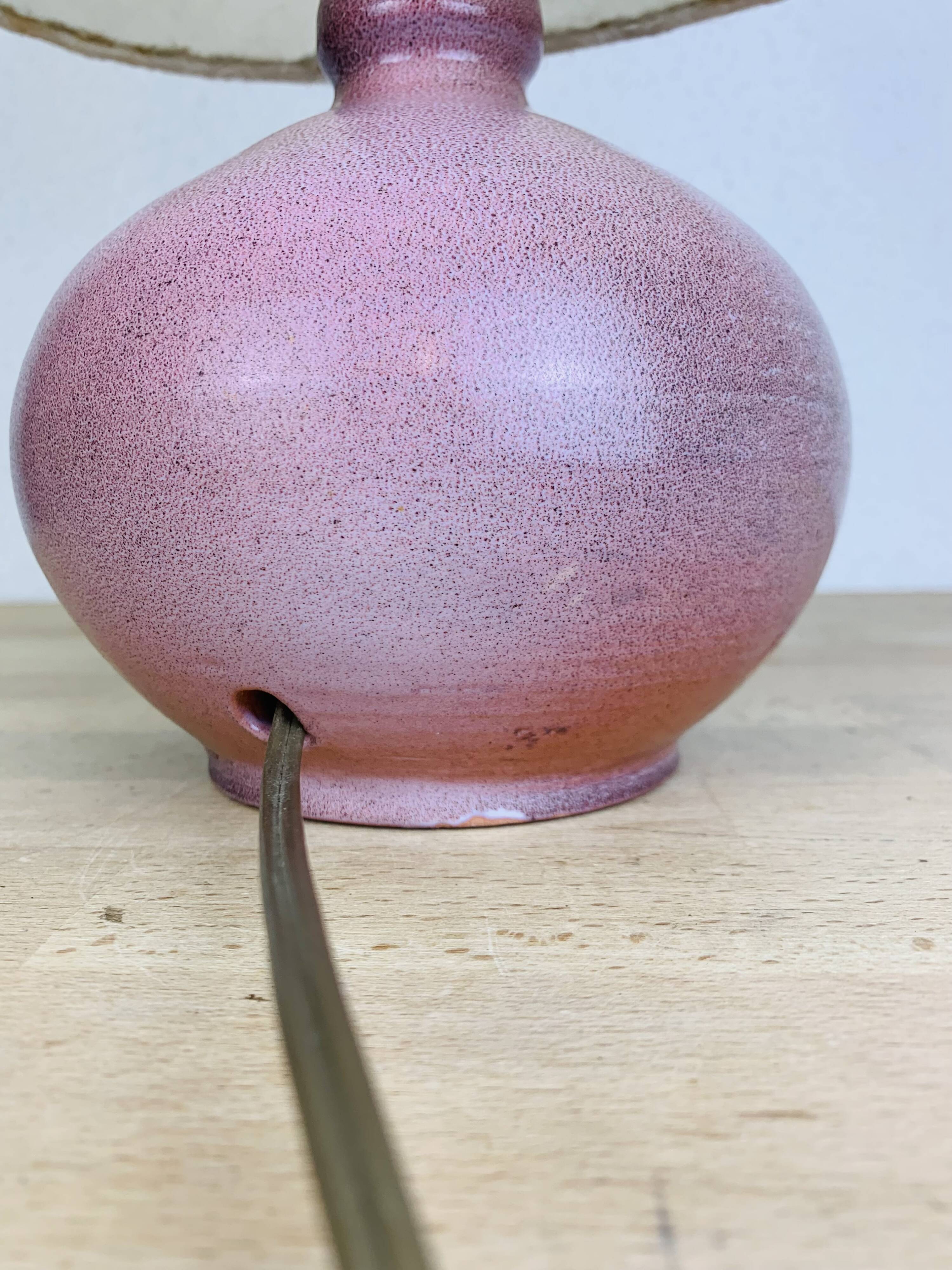 Pink ceramic ball lamp Vallauris, 60s, vintage
