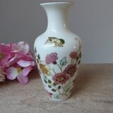 Vintage small Zsolnay porcelain vase with flowers and butterfly hand painted Hungary