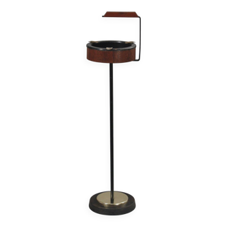 Scandinavian modernist ashtray on metal & teak stand from the 1960s Denmark.