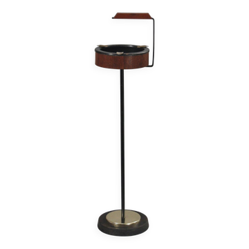 Scandinavian modernist ashtray on metal & teak stand from the 1960s Denmark.