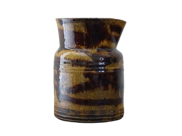 Cruche ancienne en céramique française de Dieulefit, à glace brune