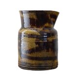 Cruche ancienne en céramique française de Dieulefit, à glace brune