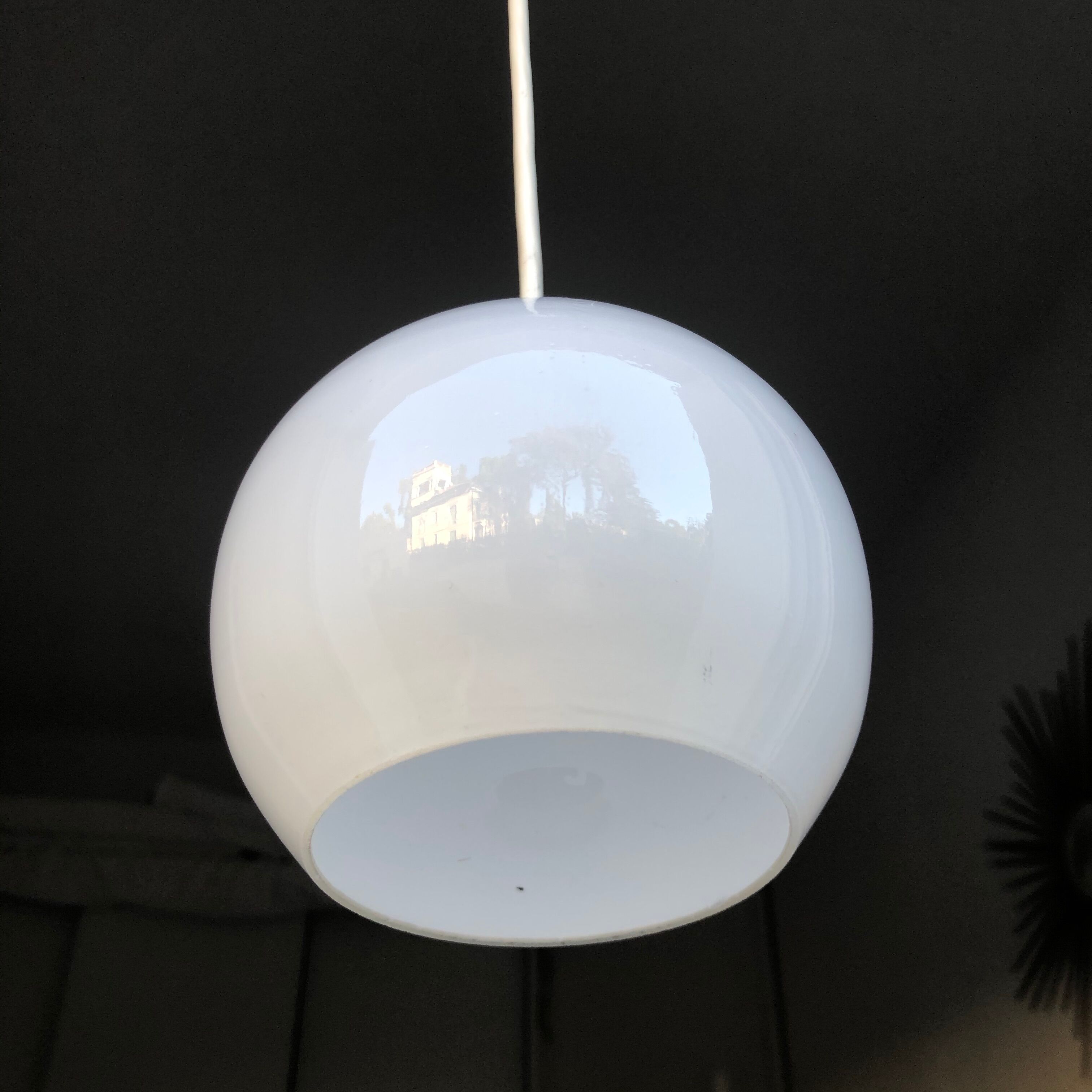 Suspension vintage 1950 opaline blanc - 60 cm