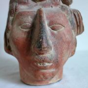 Large sculpture of Maya king Pakal's head, Mexico.