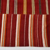 Red & Green Striped Pattern Turkish Kilim Rug, 270x383Cm