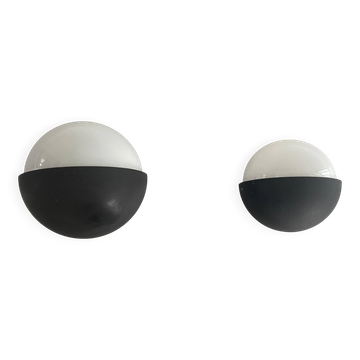 Appliques rondes en métal noir, petit et grand ensemble, par Bega, années 1970, Allemagne
