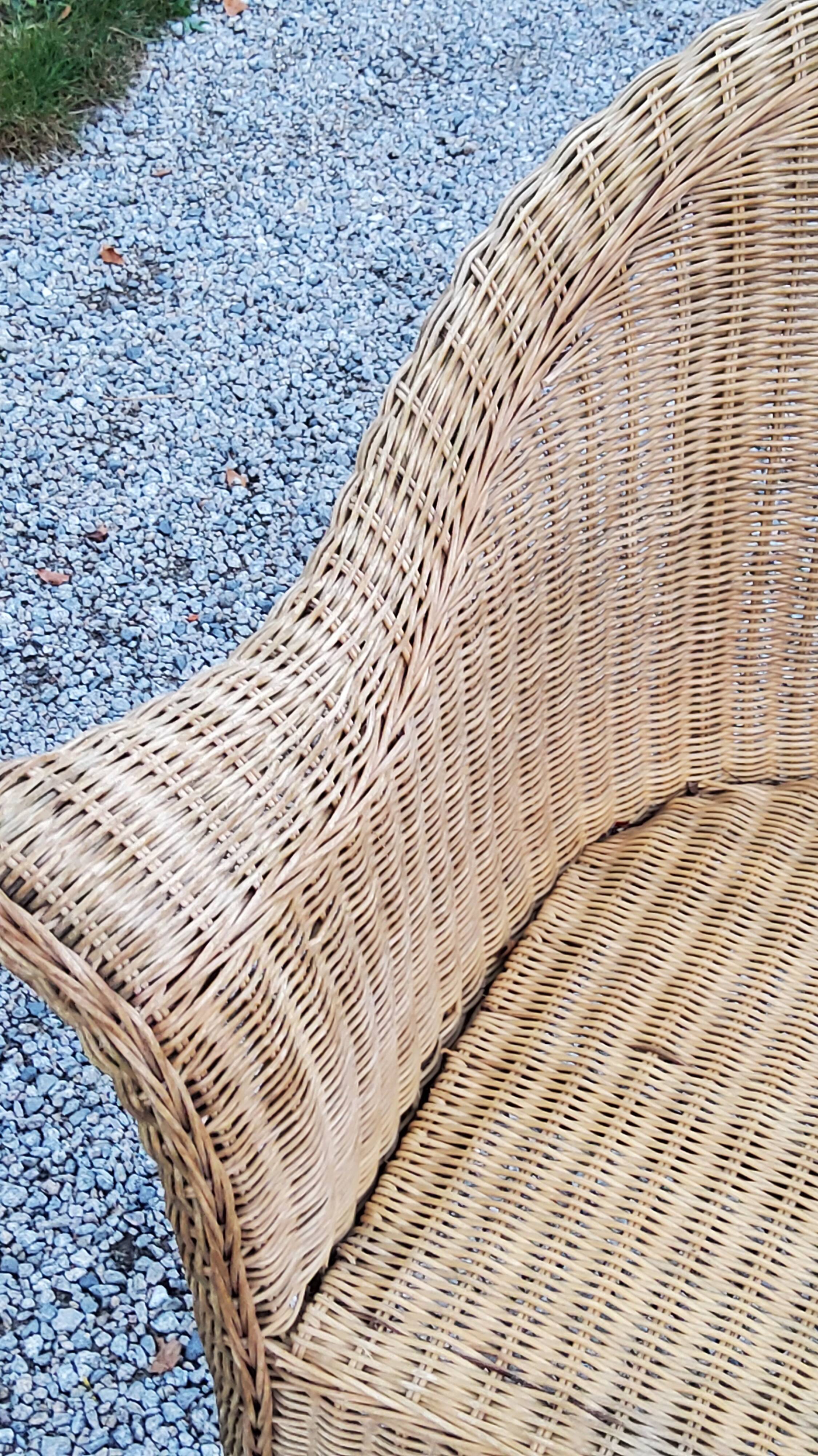 Pair of armchairs and bench in rattan and bamboo from the 60s/70s