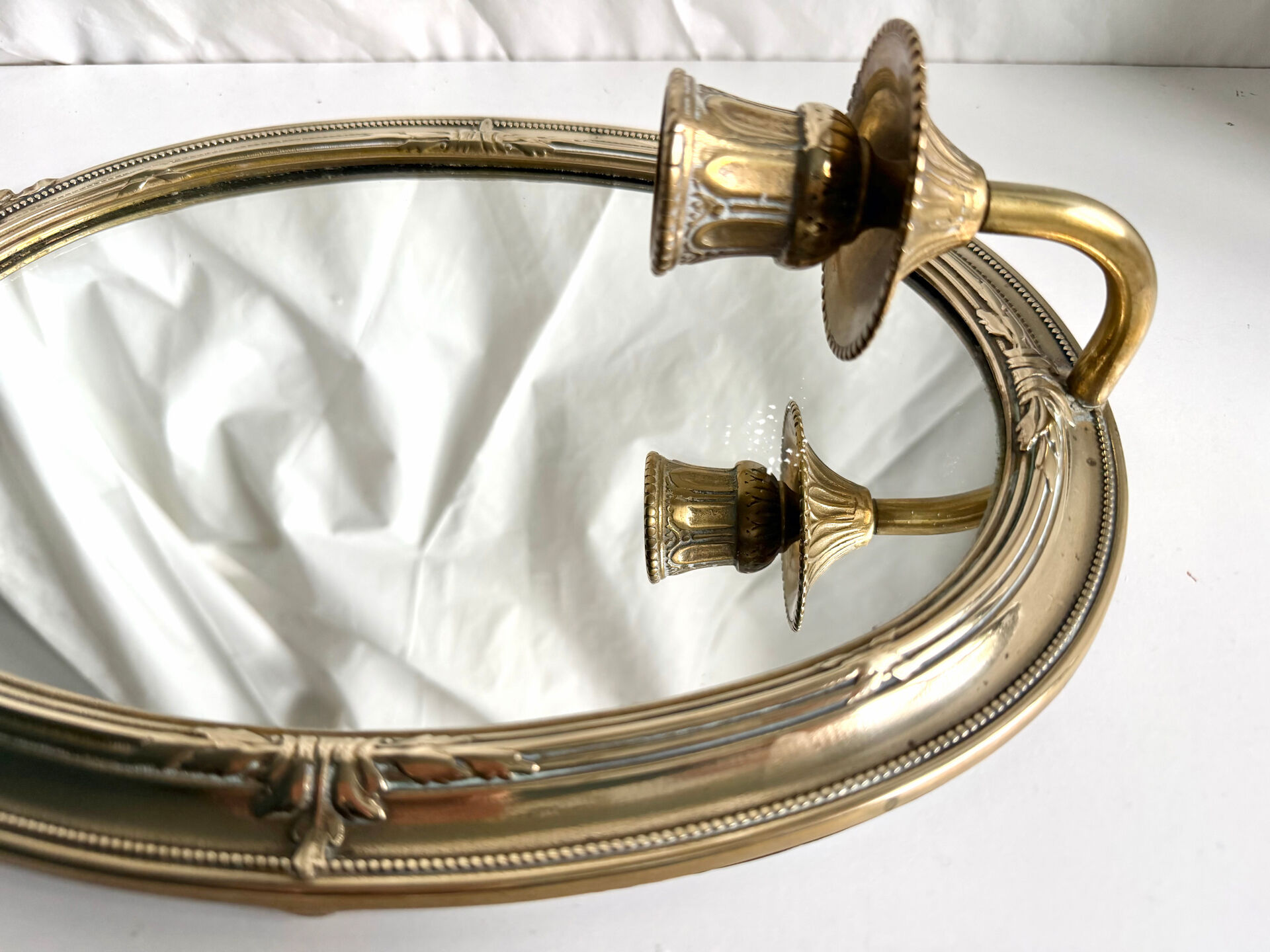Grand porte-bougie mural vintage en miroir