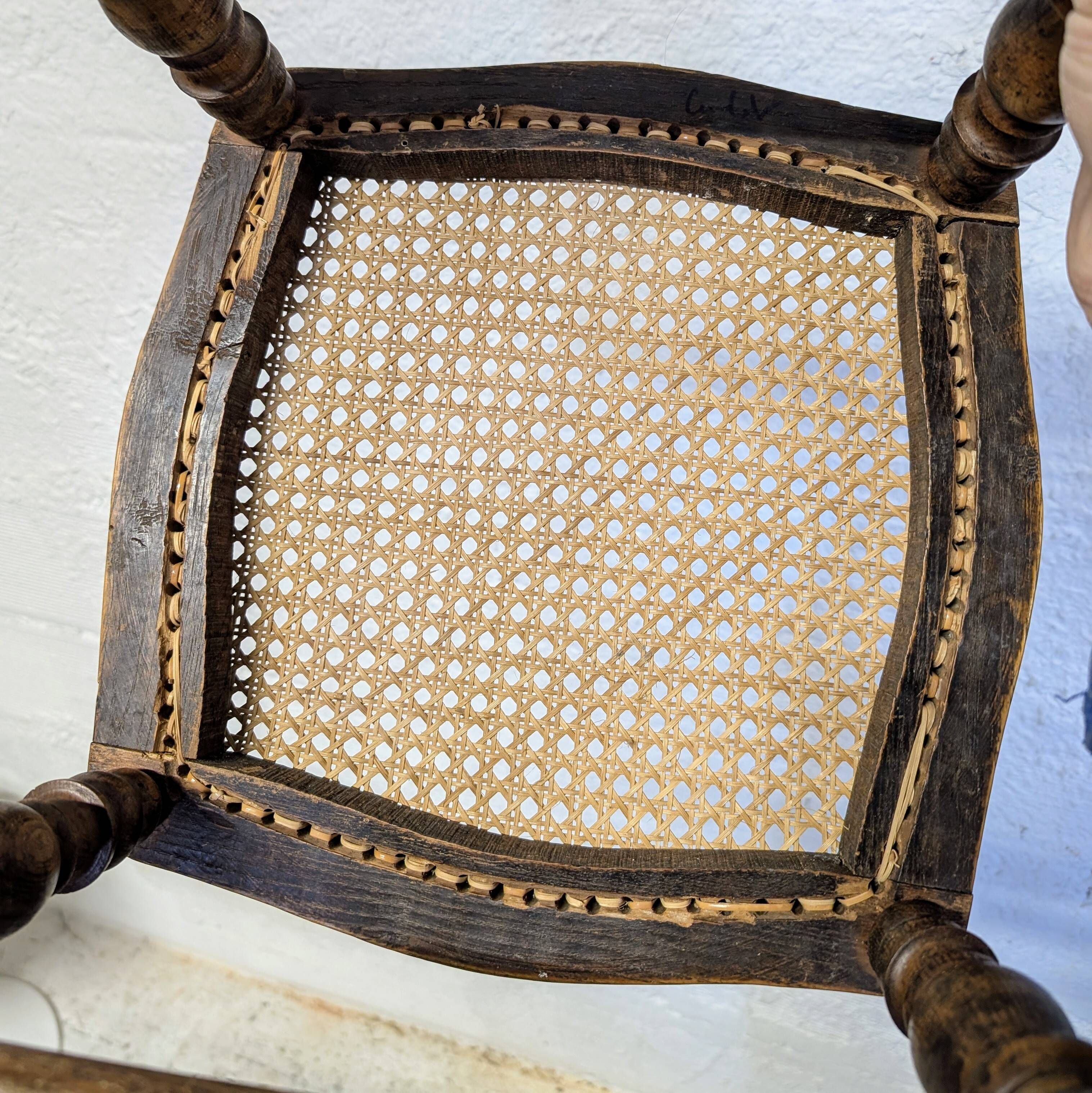 High stool with cane seat