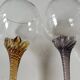 Set of 6 round stemmed glasses. Bohemian crystal. Floral twisted stem.