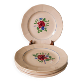Lot de 6 assiettes à dessert digoin sarreguemines roses à fleurs