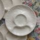 6 vintage Gien white slip earthenware artichoke plates