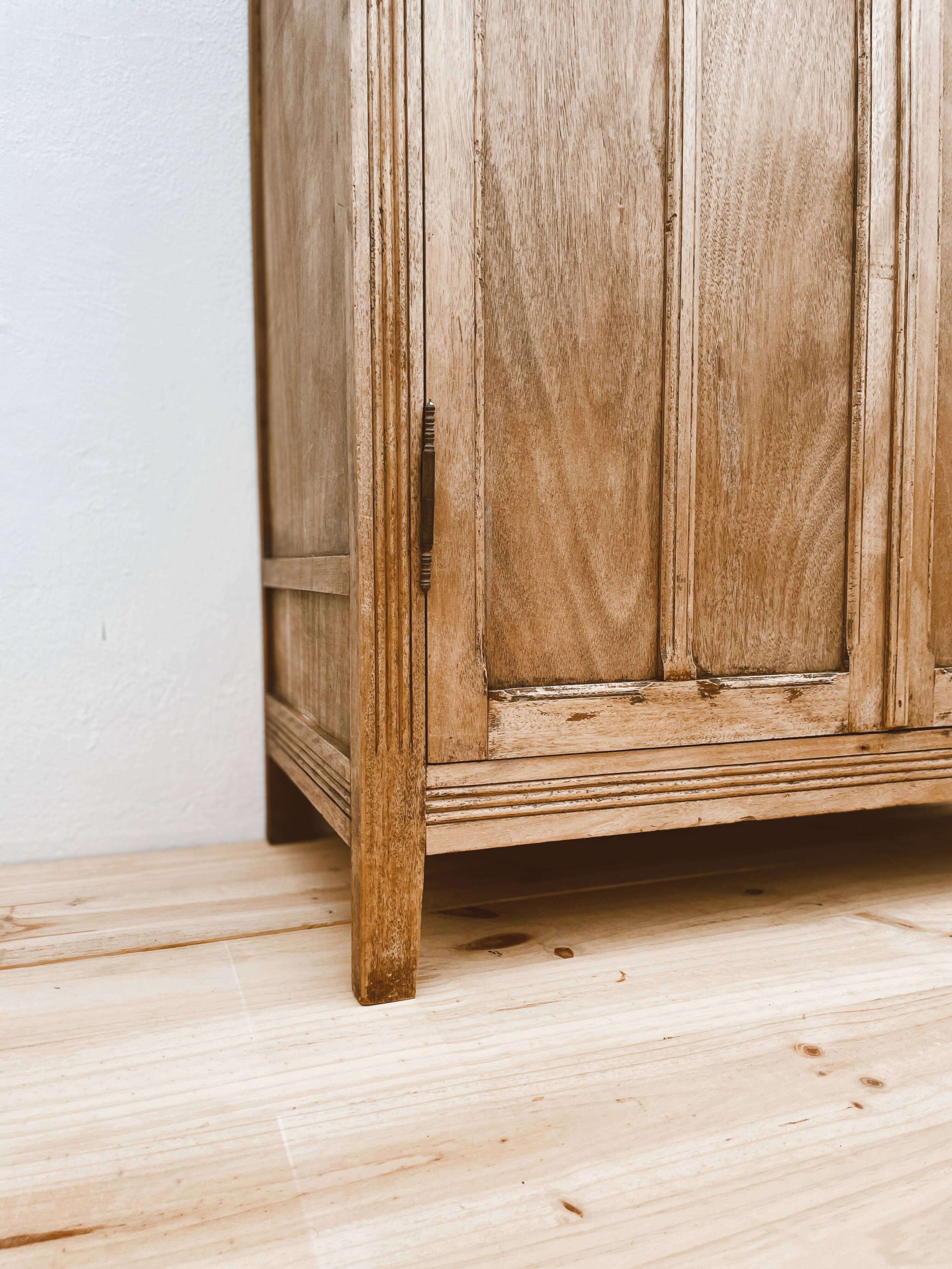 Wardrobe, vintage Parisian wardrobe in raw wood