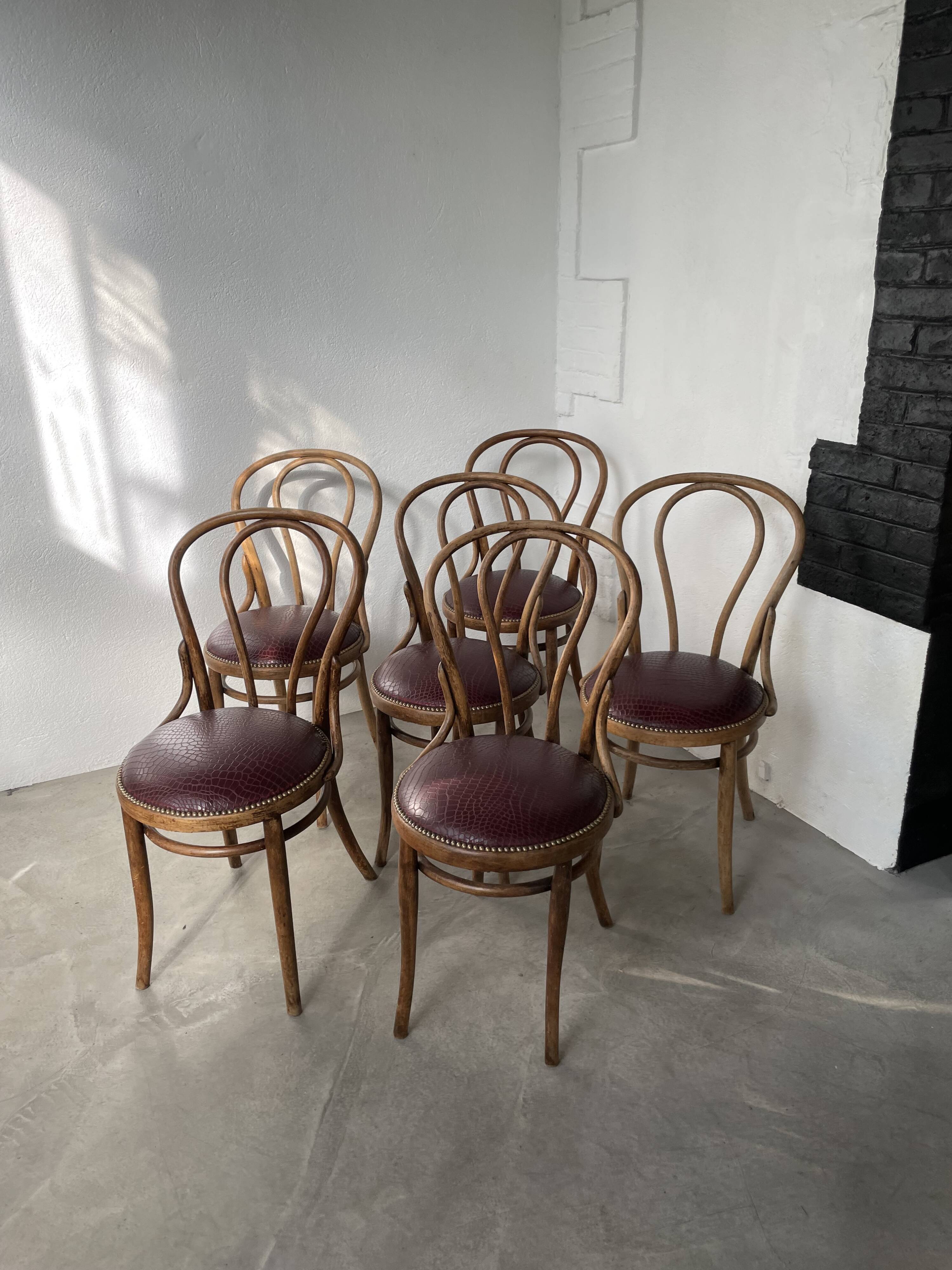 Lot of 6 Josef Kohn curved wood bistro chairs