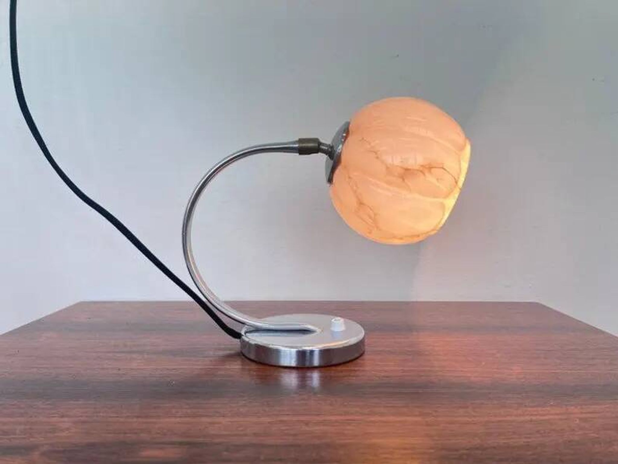 Art deco or bauhaus chrome and glass table lamp - 1930s