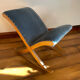 Rocking blue velvet footrest