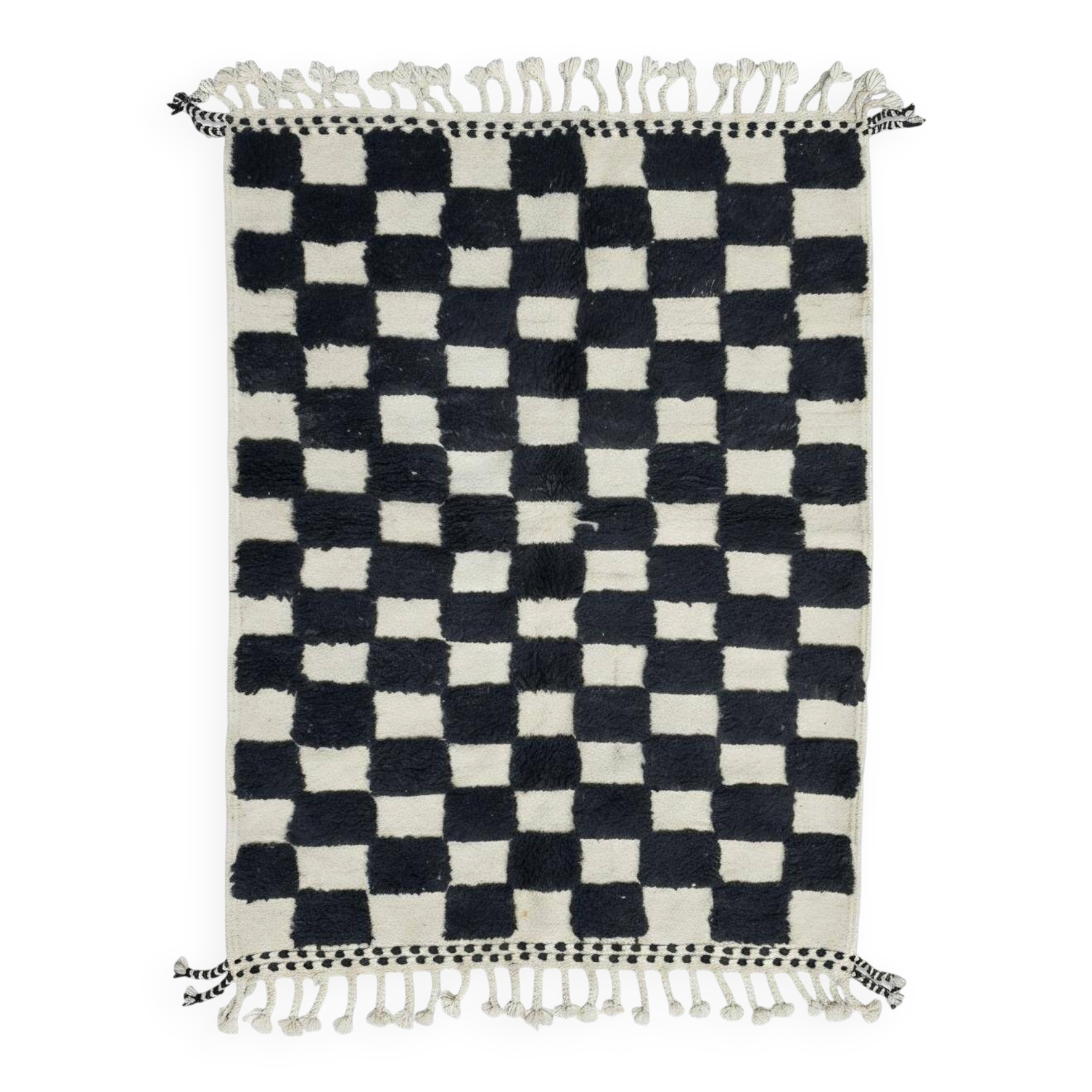 Tapis à damier noir et blanc - 149 x 112 cm