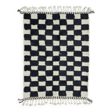 Black and white checkered rug - 149 x 112 cm