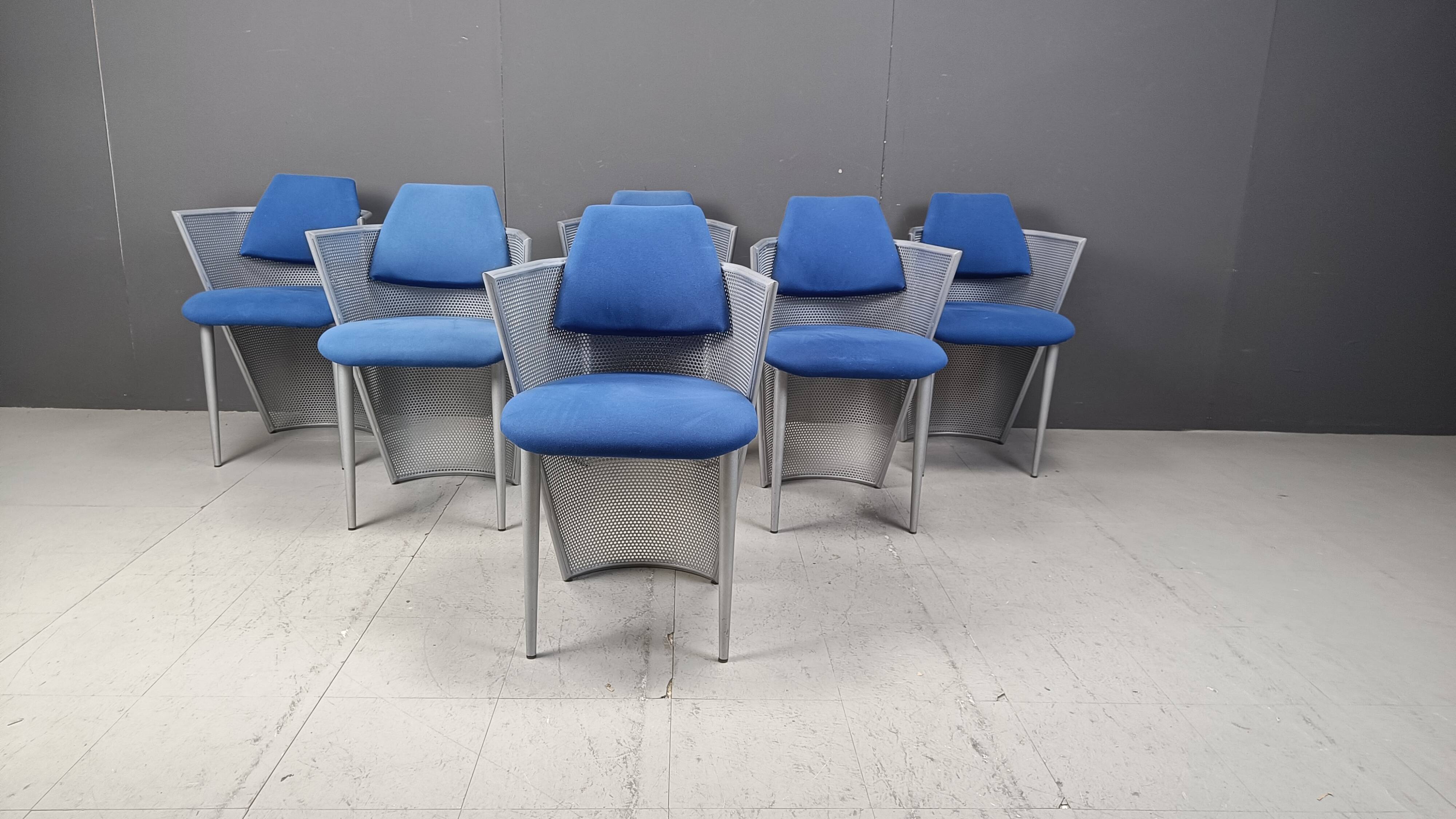 Set of 6 postmodern dining chairs, 1980s