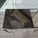 Table basse d'appoint vintage a roulettes porte vinyles 45t