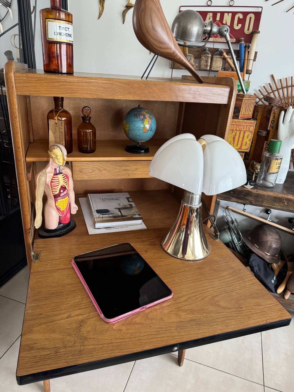 Vintage wooden secretary desk from the 50s