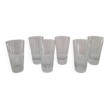 Lot de 6 verres anciens facettés – bistrot vintage années 60/70