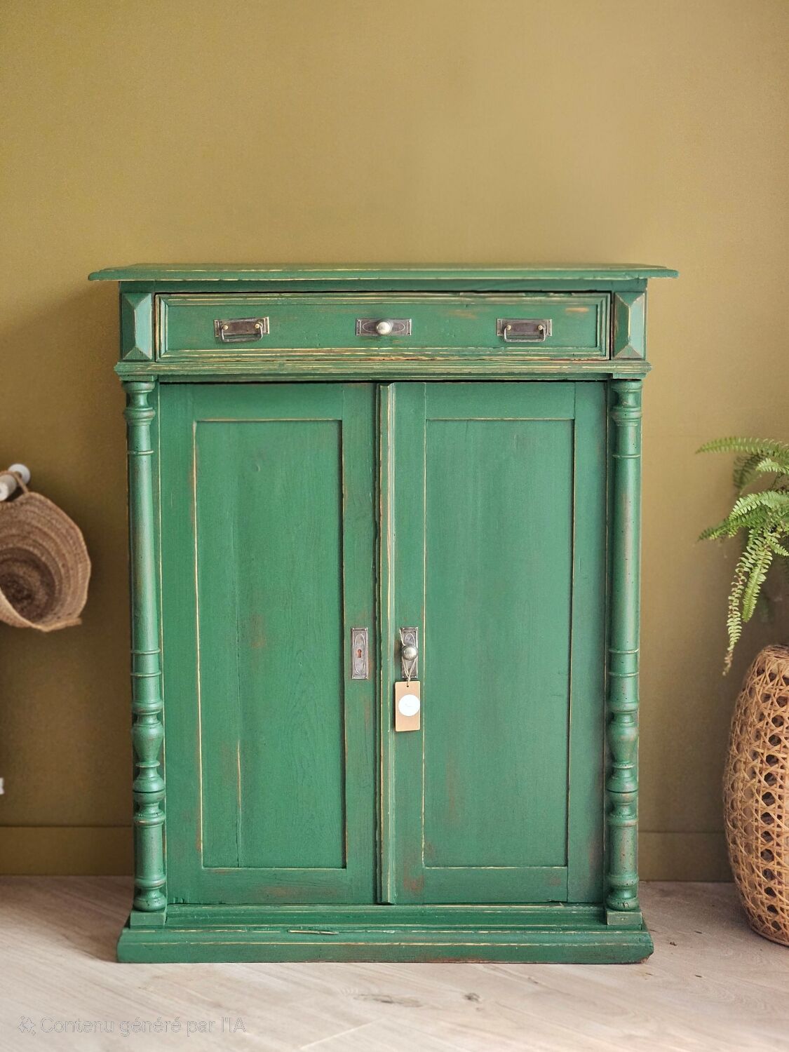 Antique cabinet in fir with green patina Metsä | Hector
