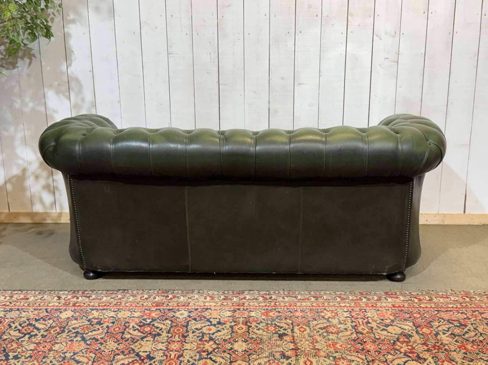 1970s leather Chesterfield three-seater sofa