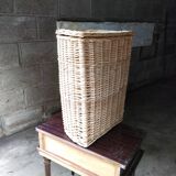 White rattan laundry basket