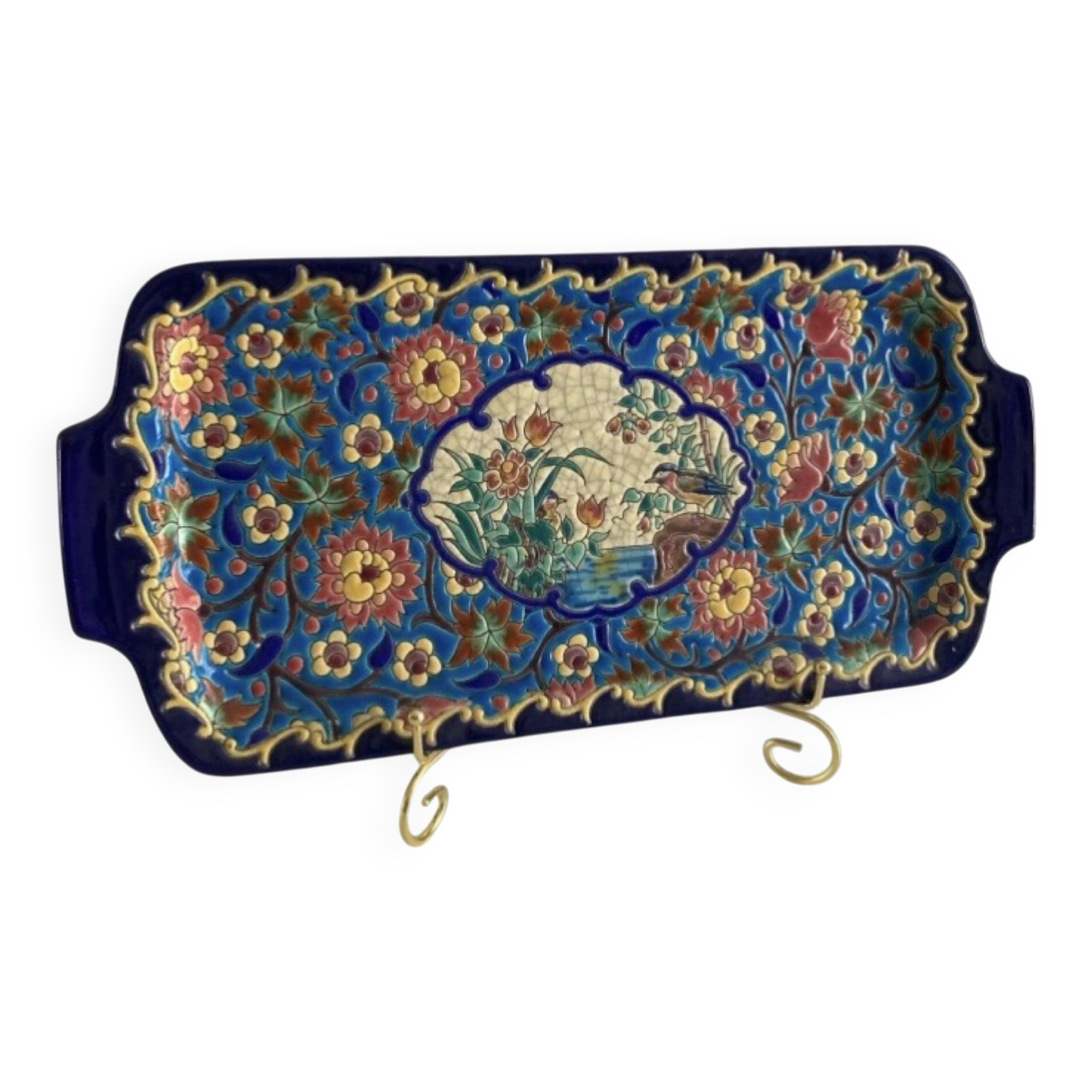 Plat à cake en émaux de Longwy - Manufacture Historique créée en 1798