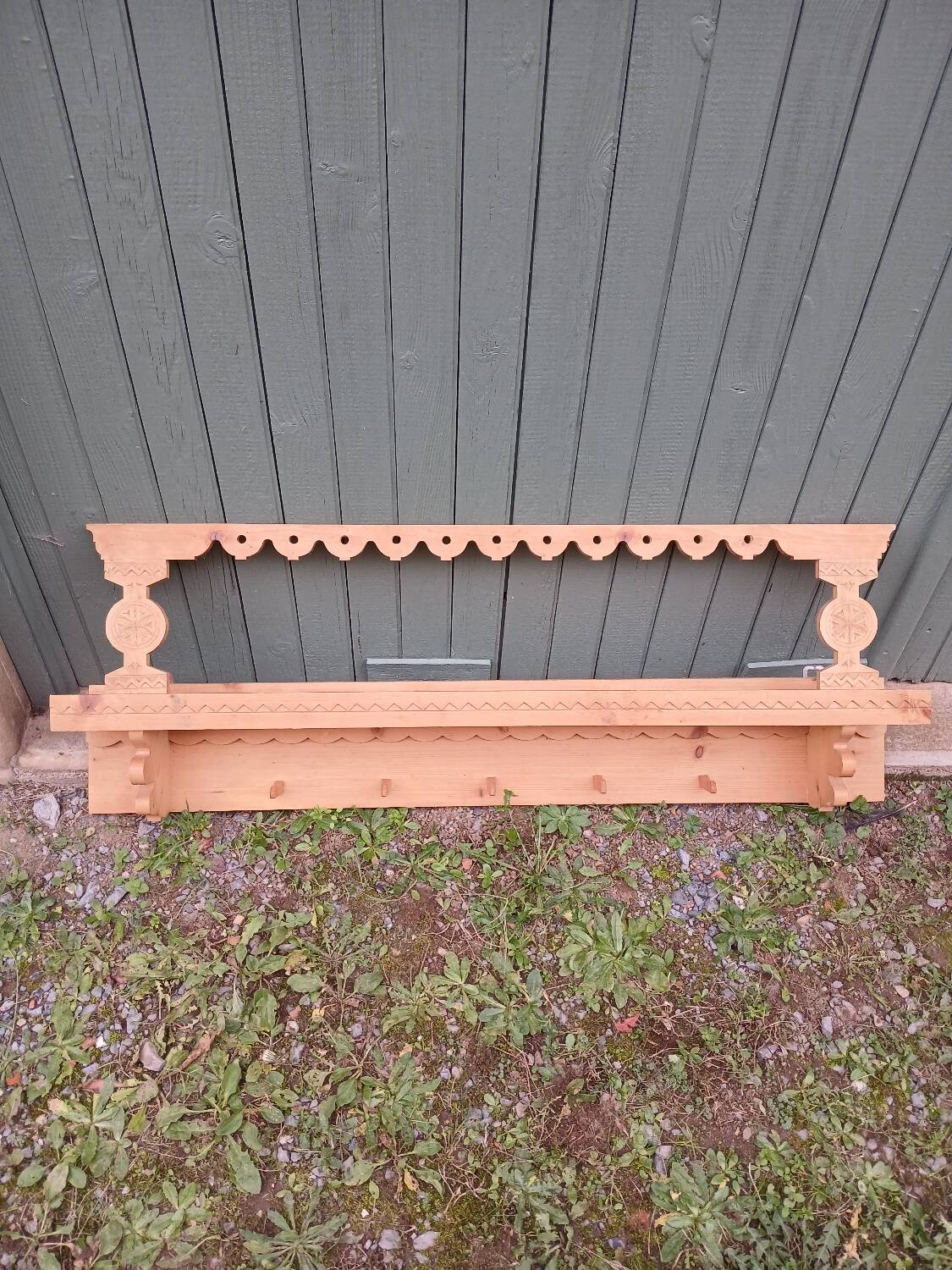 Antique carved wooden wall shelf