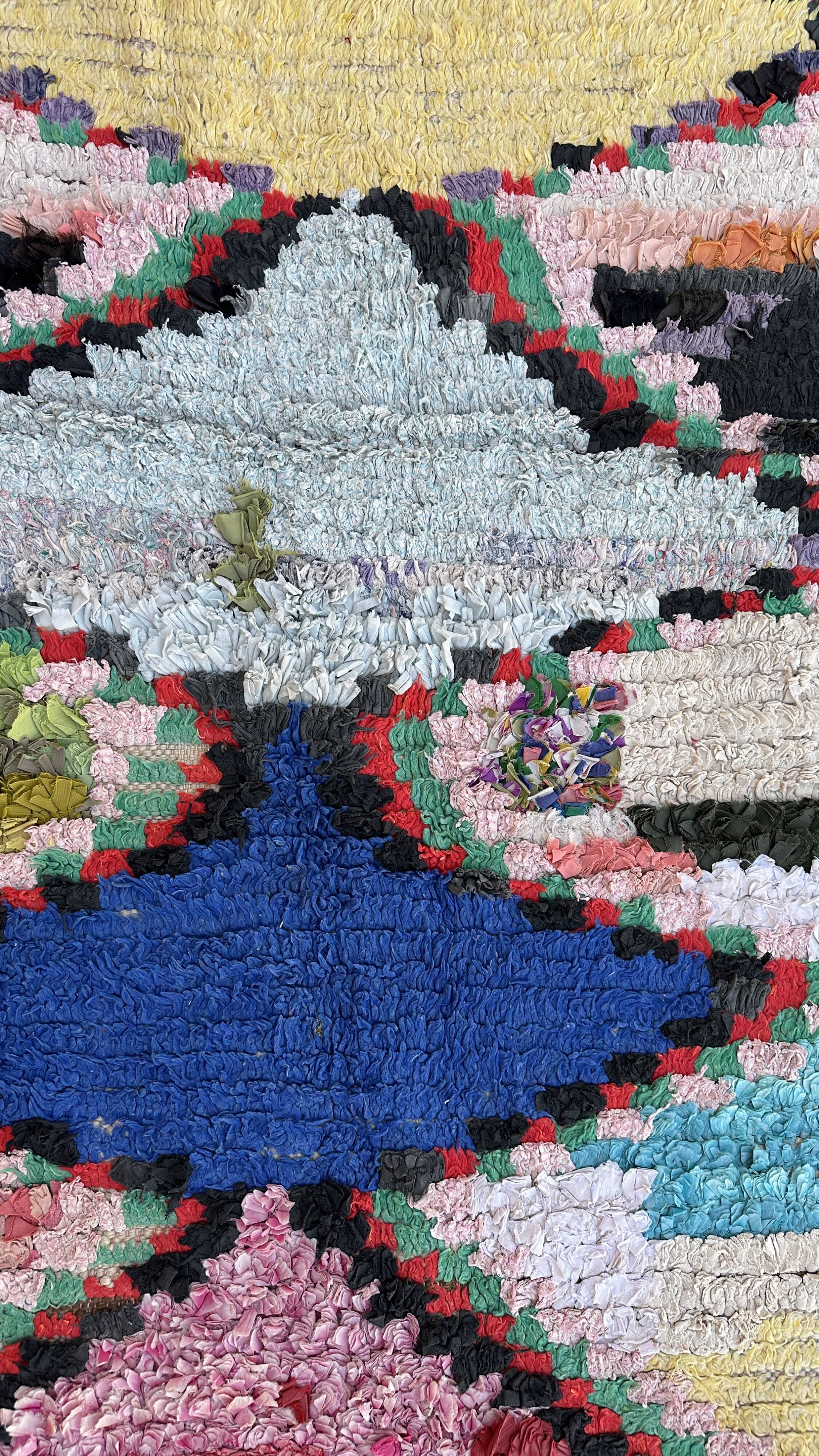 Moroccan carpet Boucherouite colored - 137 x 154 cm