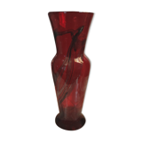 Ancien vase rouge pâte de verre Bob Le Bleis