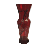 Ancien vase rouge pâte de verre Bob Le Bleis