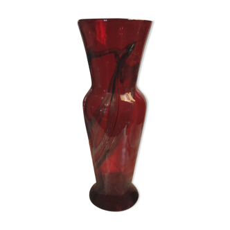 Old red vase glass paste Bob Le Bleis