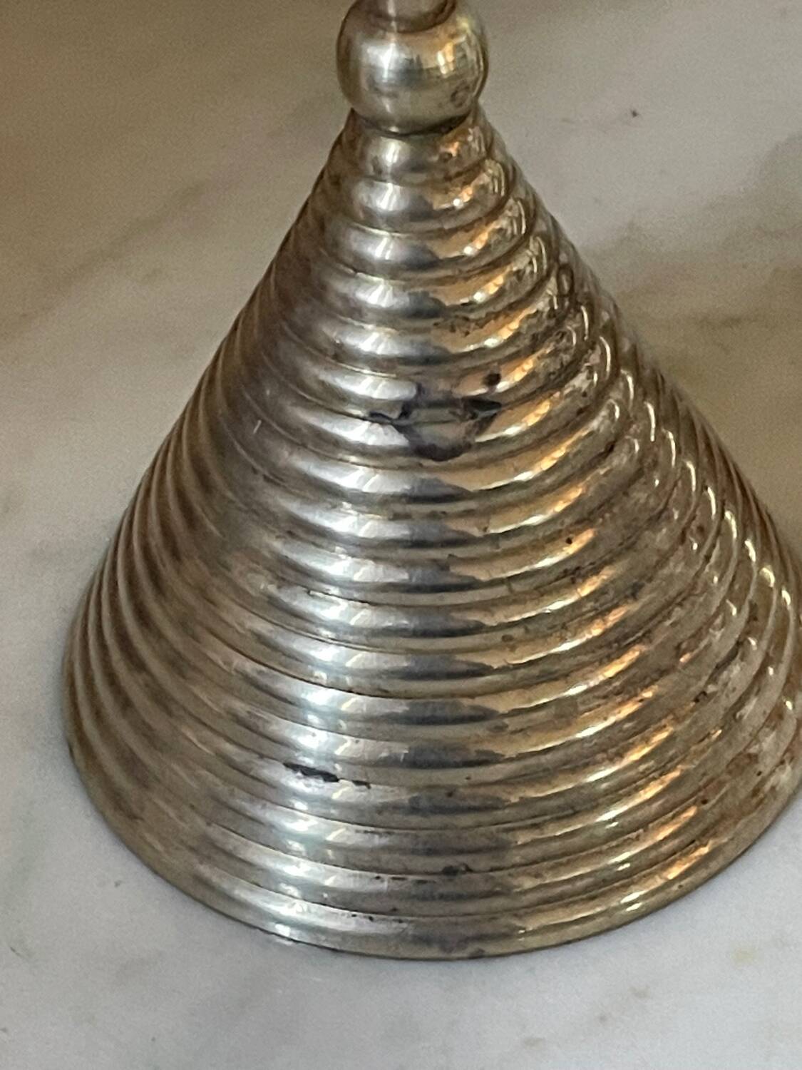 Set of three vintage brass candle holders